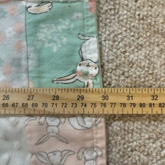 Handmade Quilt Multi Small Bunny Blocks 29”x30” Green/White Baby Nursery - Picture 6 of 7
